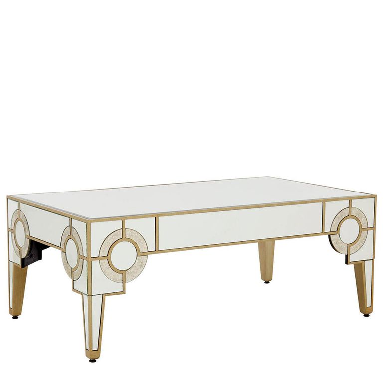 Knightsbridge Coffee Table - Mirrored with Gold Trim