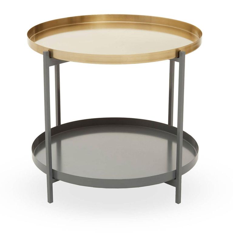 Korba Coffee Table - Round - Grey and Gold Metal
