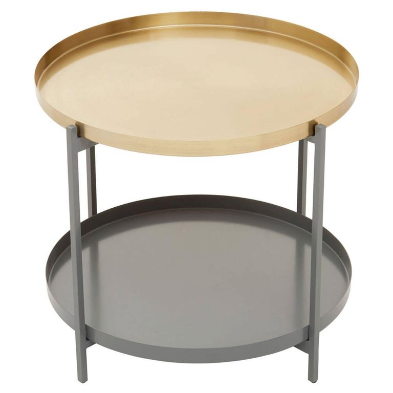 Korba Coffee Table - Round - Grey and Gold Metal