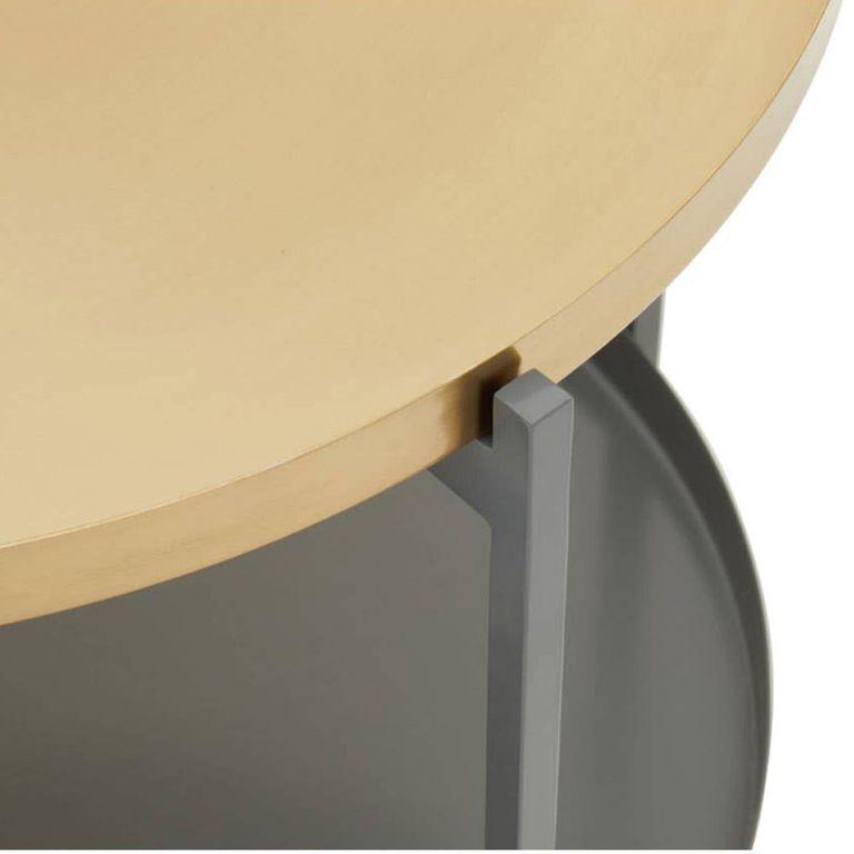 Korba Coffee Table - Round - Grey and Gold Metal