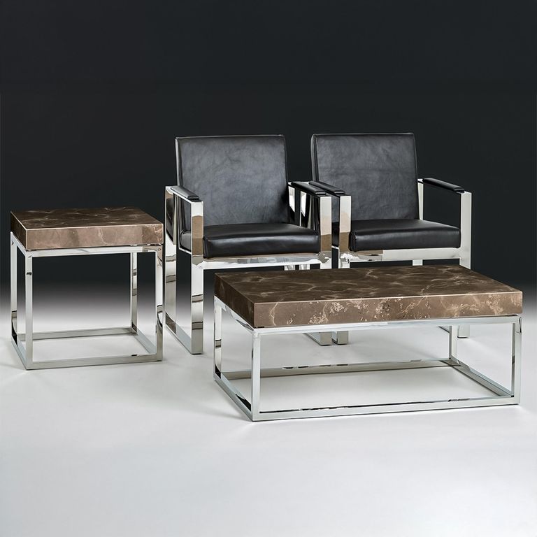 Kubo Occasional Table - Marble with Stainless Steel Base - Variation Available