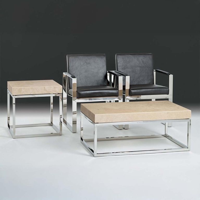 Kubo Occasional Table - Marble with Stainless Steel Base - Variation Available
