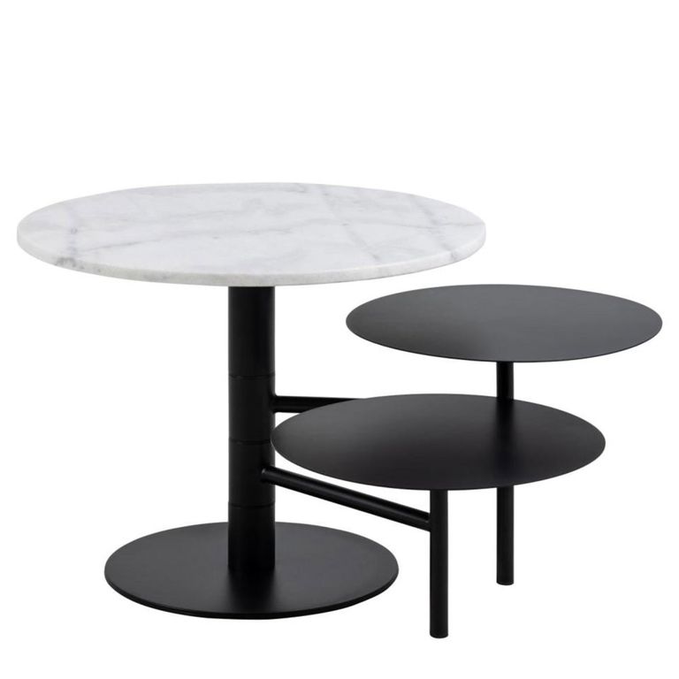 Lahti Coffee Table - 3 Tier - Round - White Marble