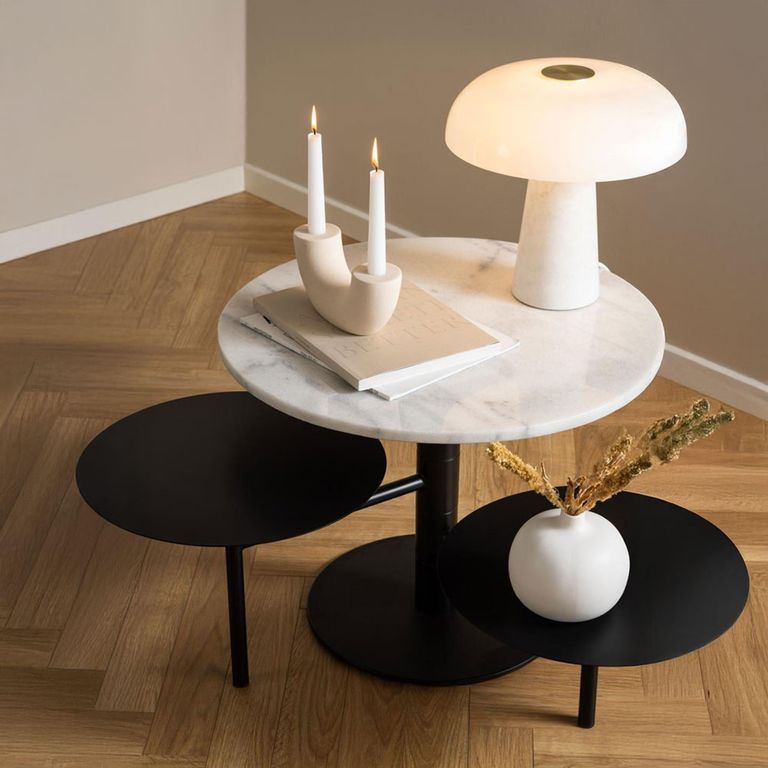 Lahti Coffee Table - 3 Tier - Round - White Marble