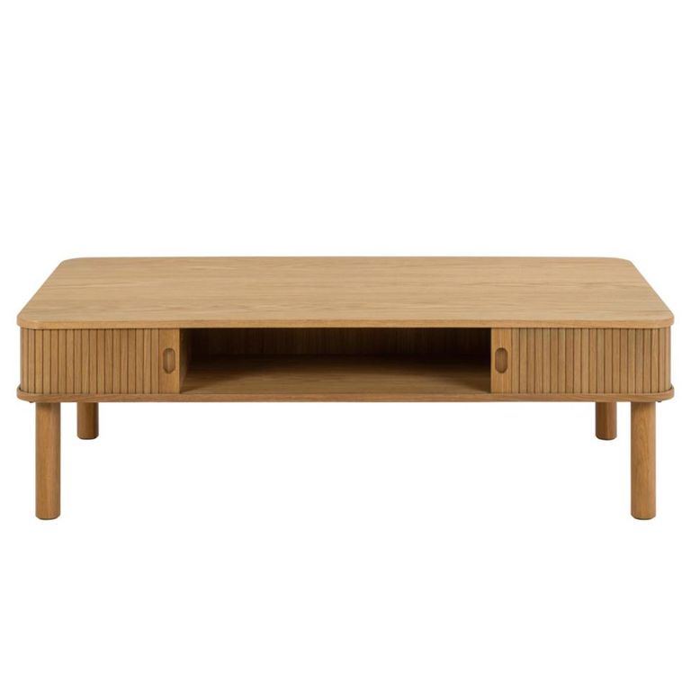 Langley Coffee Table - 2 Door - Fluted - Oak