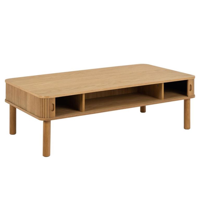 Langley Coffee Table - 2 Door - Fluted - Oak