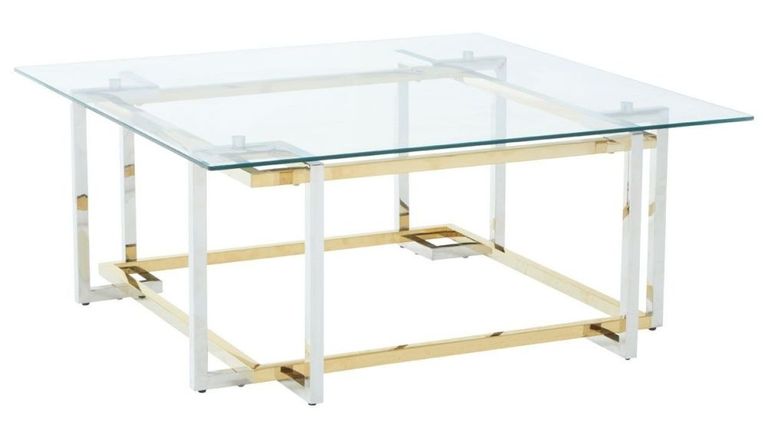 Layne Coffee Table - Glass with Chrome Base