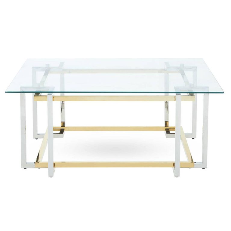 Layne Coffee Table - Glass with Chrome Base