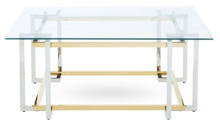 Layne Coffee Table - Glass with Chrome Base