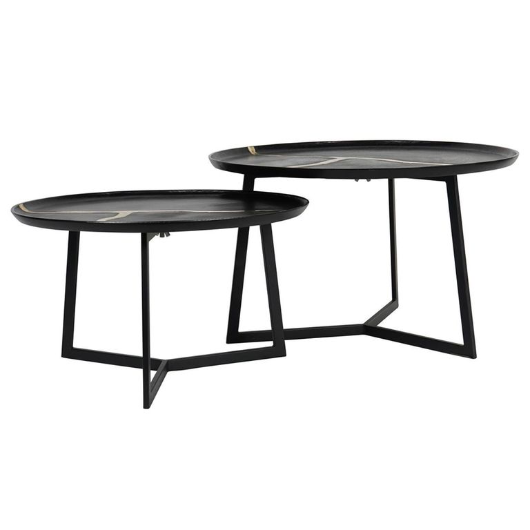 Arizona Coffee Table - Black Metal - Round - Set of 2