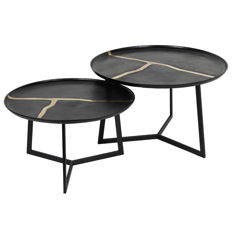 Arizona Coffee Table - Black Metal - Round - Set of 2