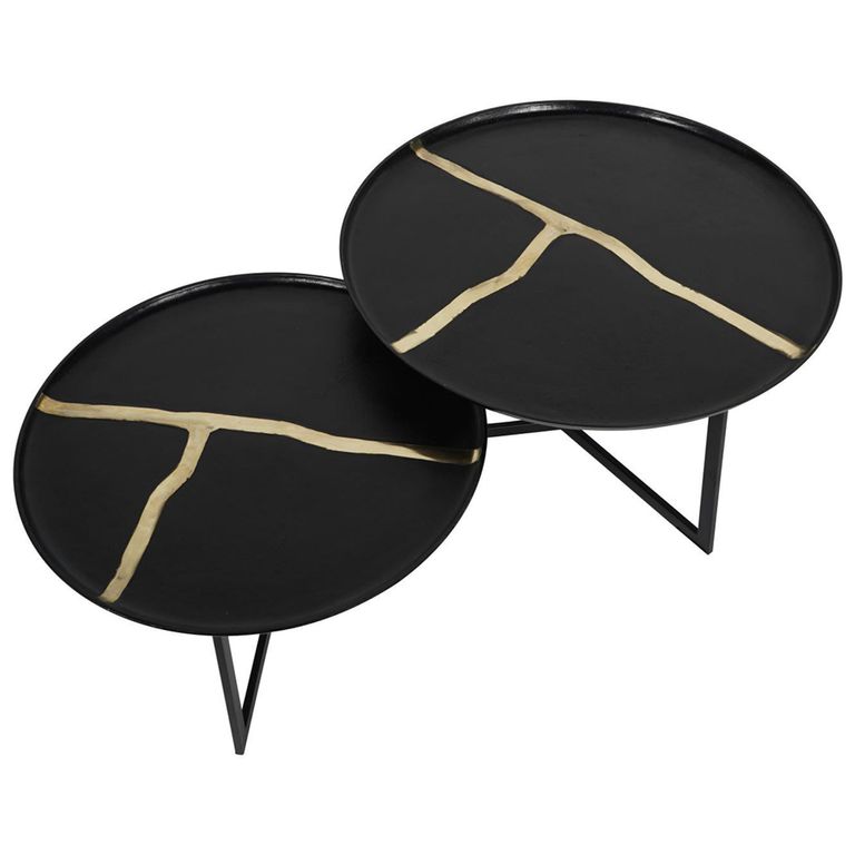 Arizona Coffee Table - Black Metal - Round - Set of 2