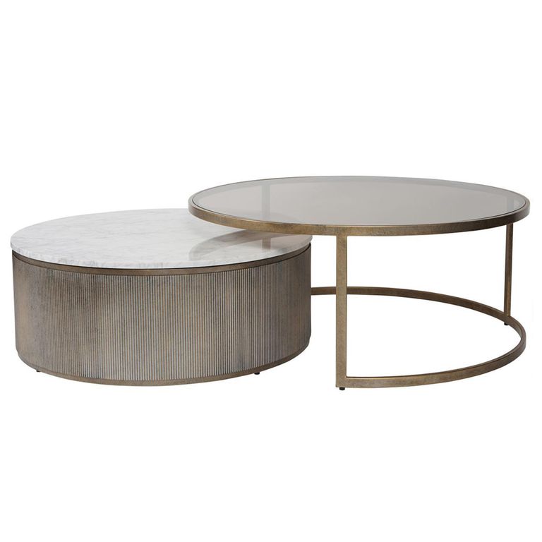 Belvedere Coffee Table - Aged Gold - Round - Set of 2