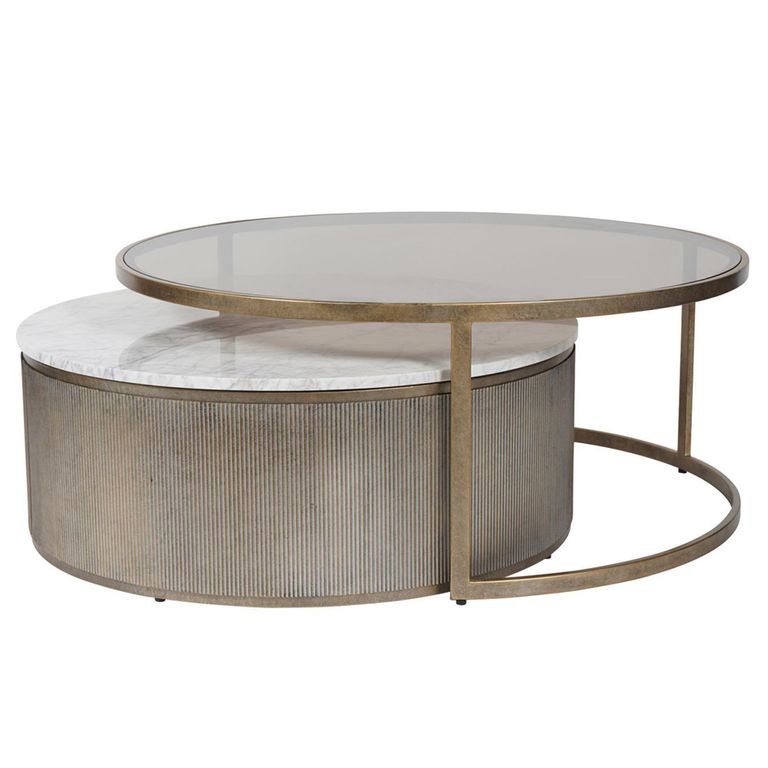 Belvedere Coffee Table - Aged Gold - Round - Set of 2