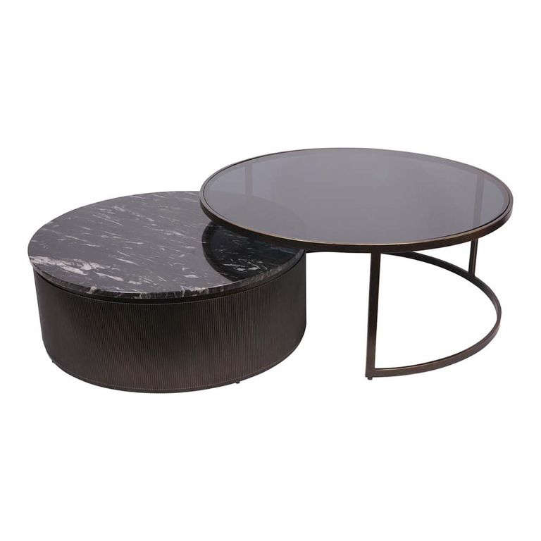 Belvedere Coffee Table - Black - Round - Set of 2