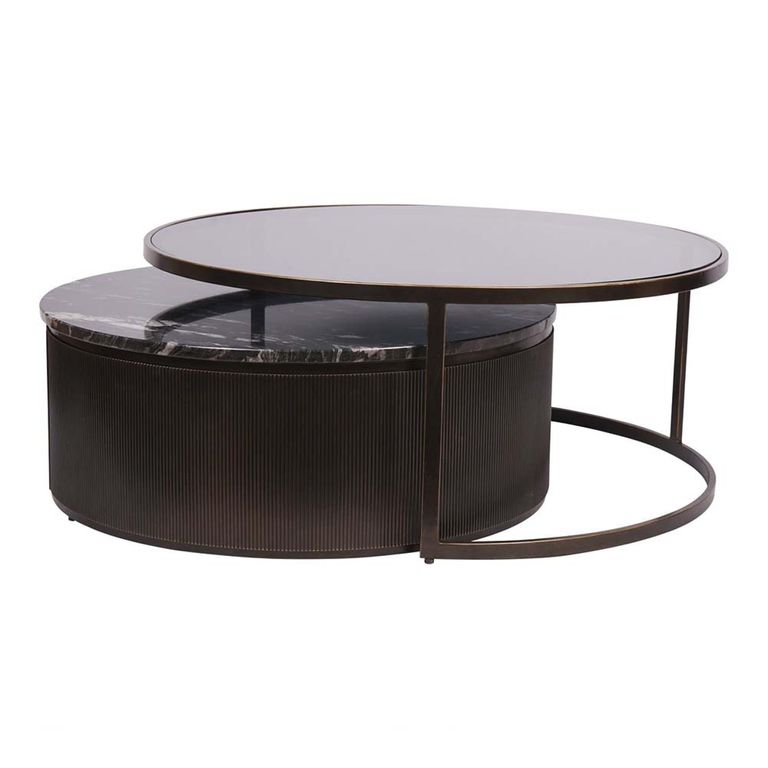 Belvedere Coffee Table - Black - Round - Set of 2