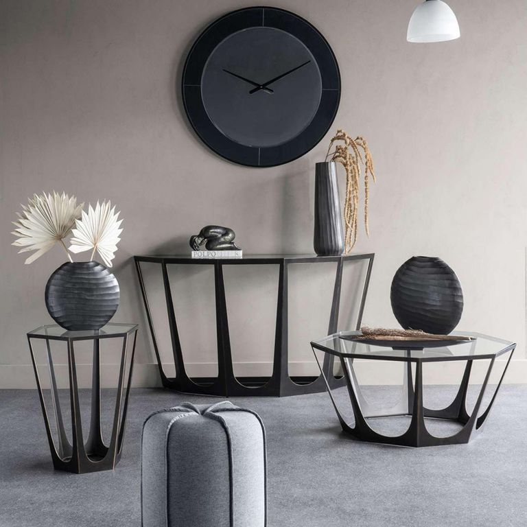 Catalan Coffee Table - Glass and Bronze - Hexagonal