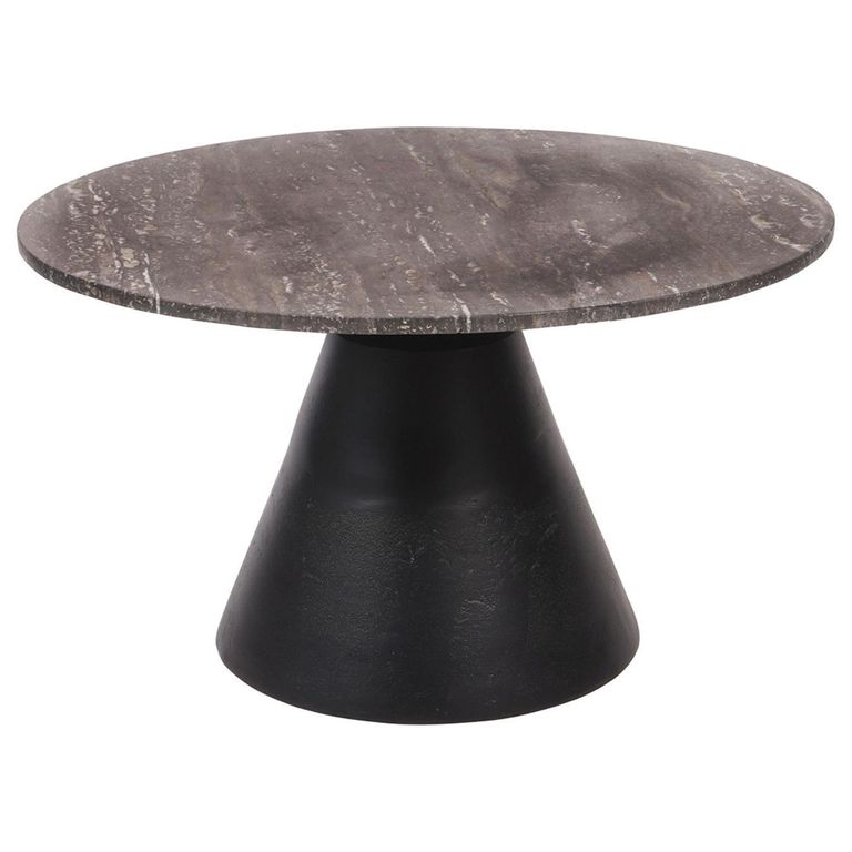 Clifton Coffee Table - Grey Travertine Marble - Large - Round