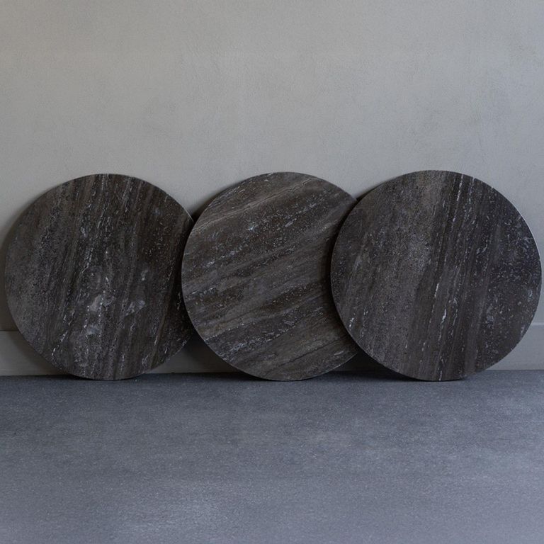 Clifton Coffee Table - Grey Travertine Marble - Small - Round