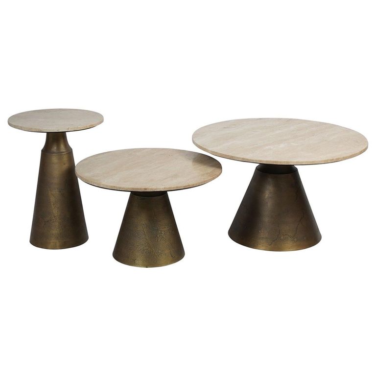 Clifton Coffee Table - Light Travertine Marble - Large - Round