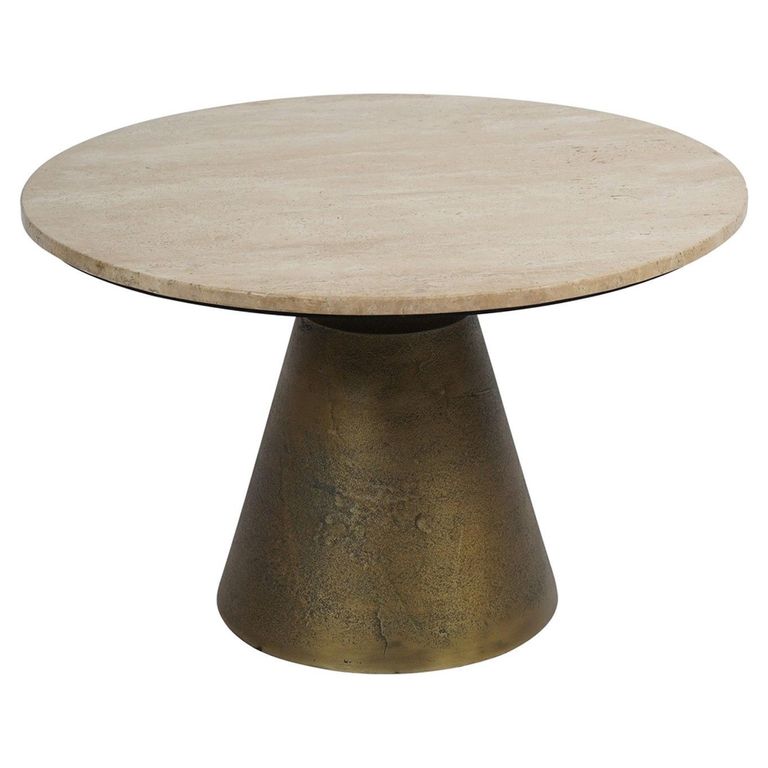 Clifton Coffee Table - Light Travertine Marble - Small - Round