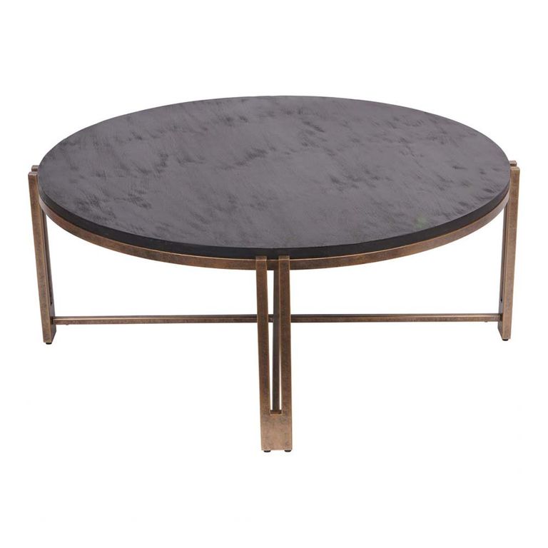 Dalston Coffee Table - Black Sandblasted Wood - Round