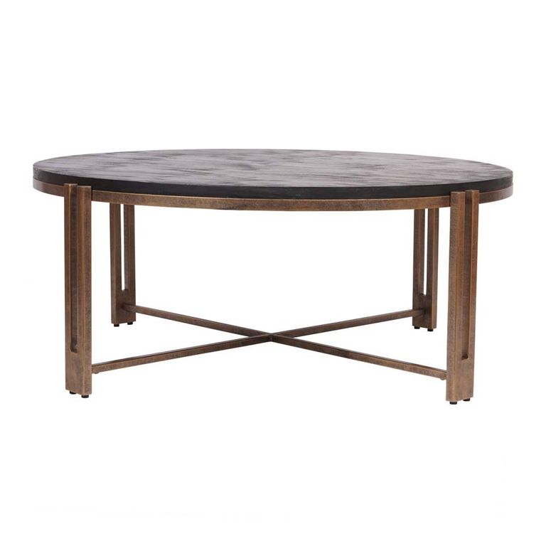 Dalston Coffee Table - Black Sandblasted Wood - Round
