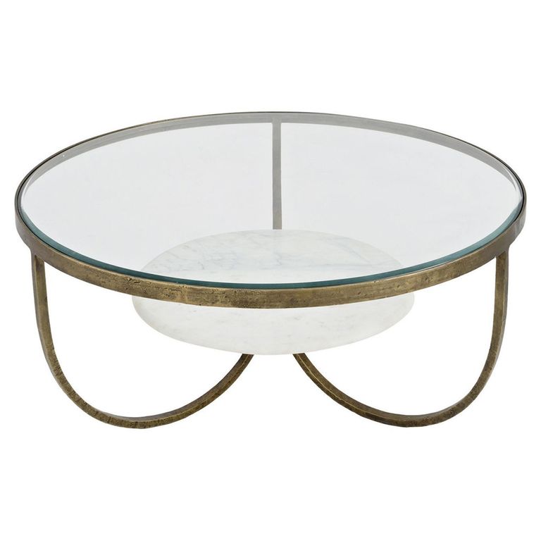 Nolita Coffee Table - Glass and White Marble - Round