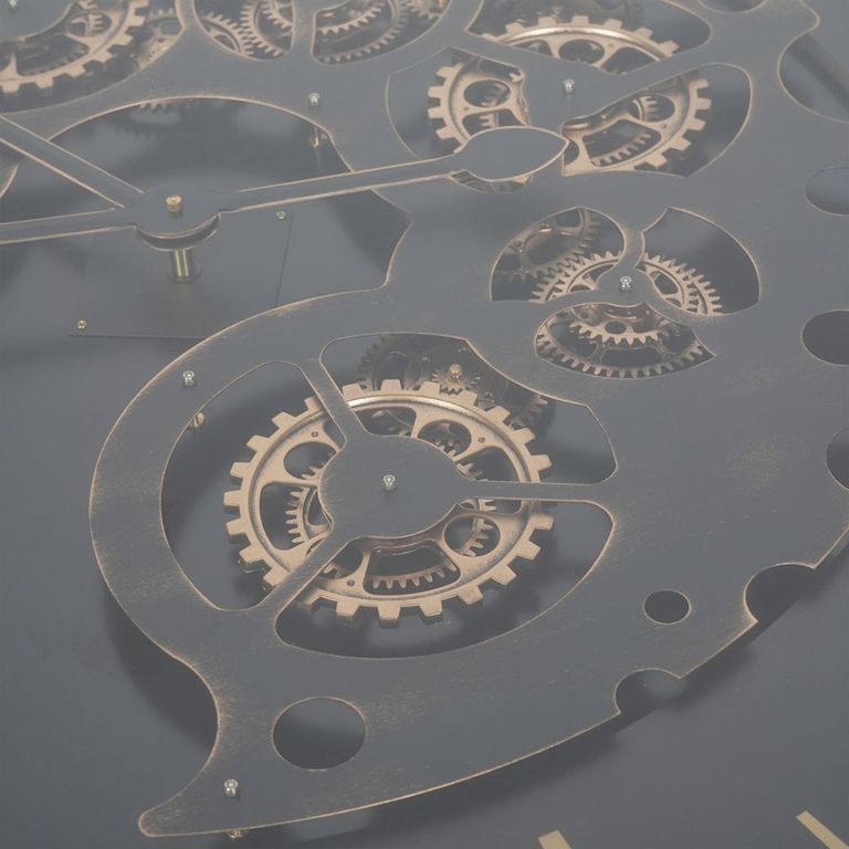 Palladium Coffee Table - Black Metal and Gold Cogs - Round