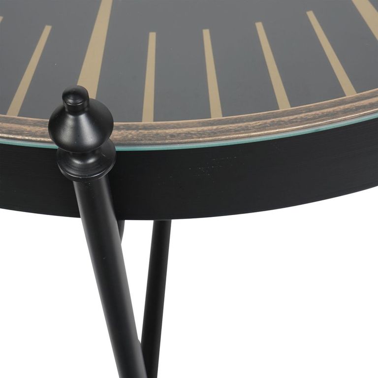 Palladium Coffee Table - Black Metal and Gold Cogs - Round