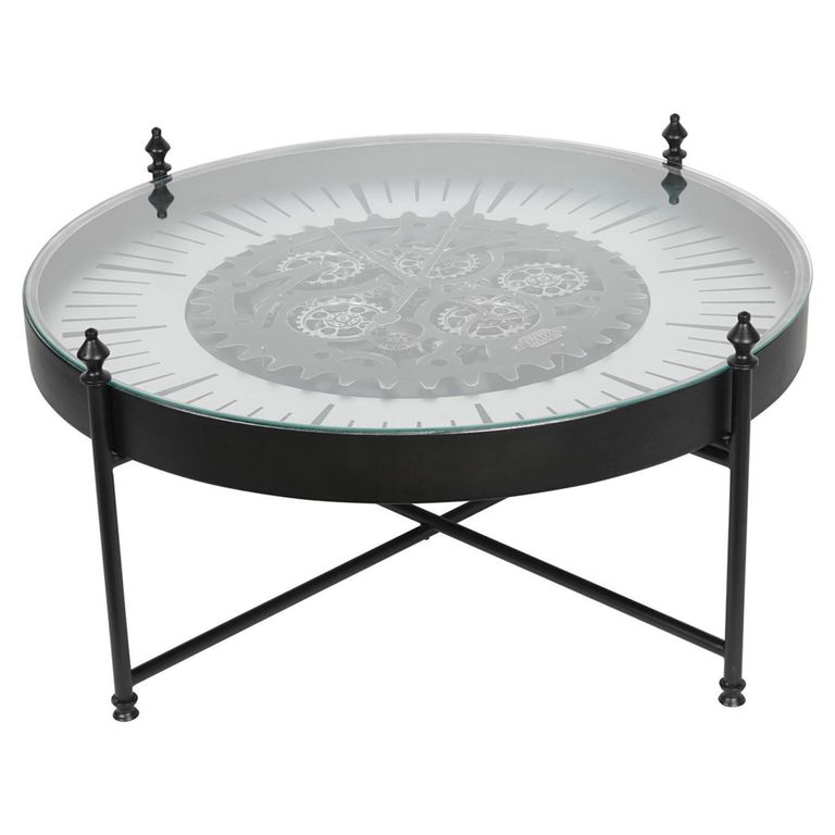 Palladium Coffee Table - Black and Nickel Cogs - Round