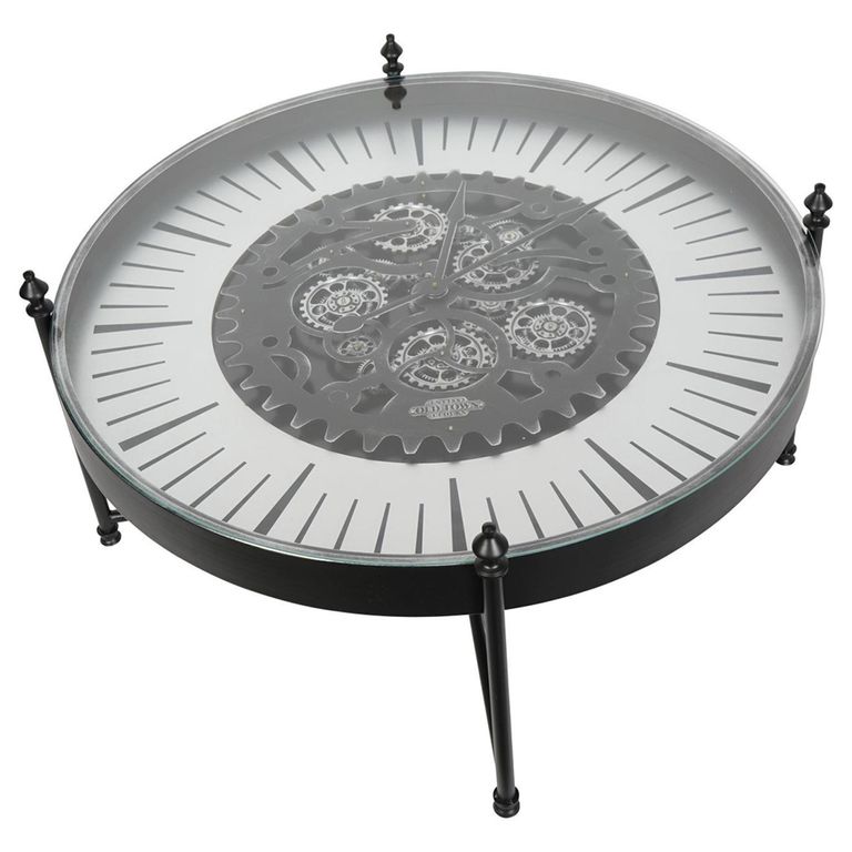 Palladium Coffee Table - Black and Nickel Cogs - Round