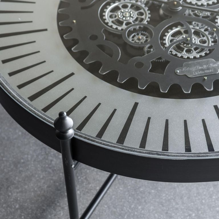 Palladium Coffee Table - Black and Nickel Cogs - Round