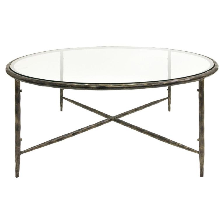 Patterdale Coffee Table - Glass and Bronze Metal - Round