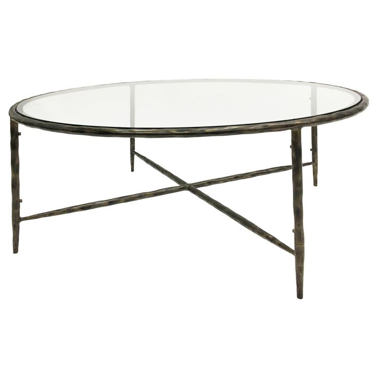 Patterdale Coffee Table - Glass and Bronze Metal - Round