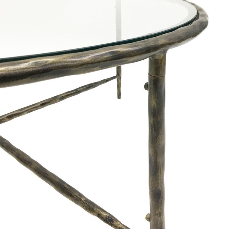 Patterdale Coffee Table - Glass and Bronze Metal - Round