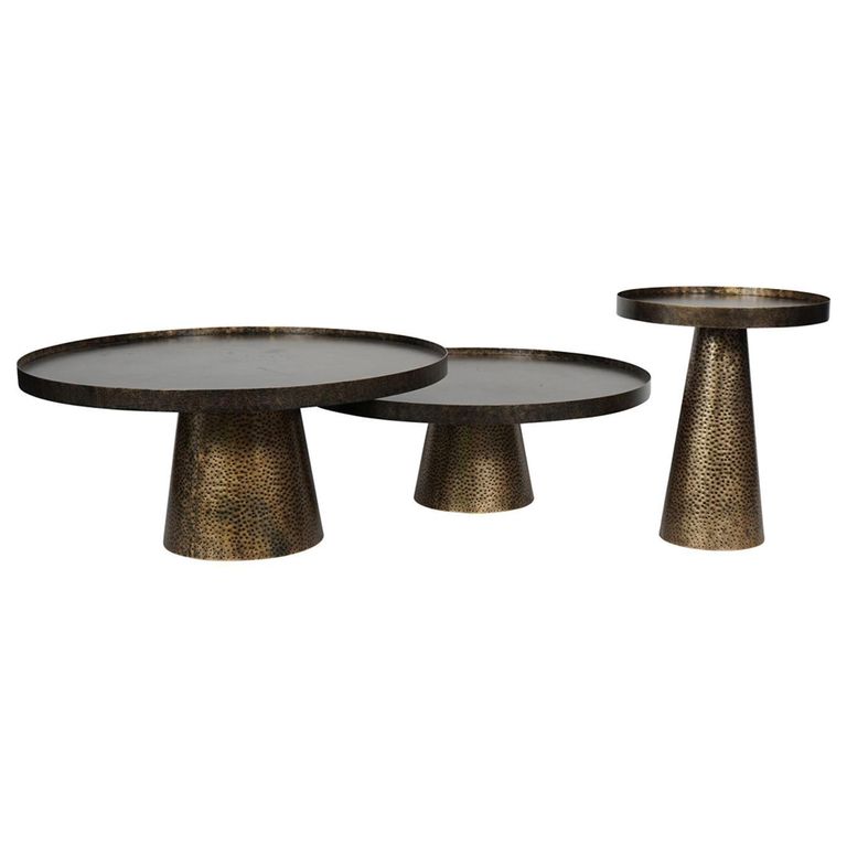 Sandbanks Coffee Table - Black Metal - Round - Set of 2