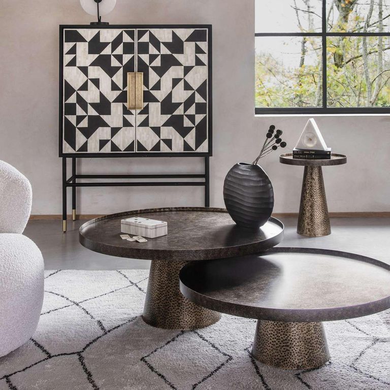 Sandbanks Coffee Table - Black Metal - Round - Set of 2