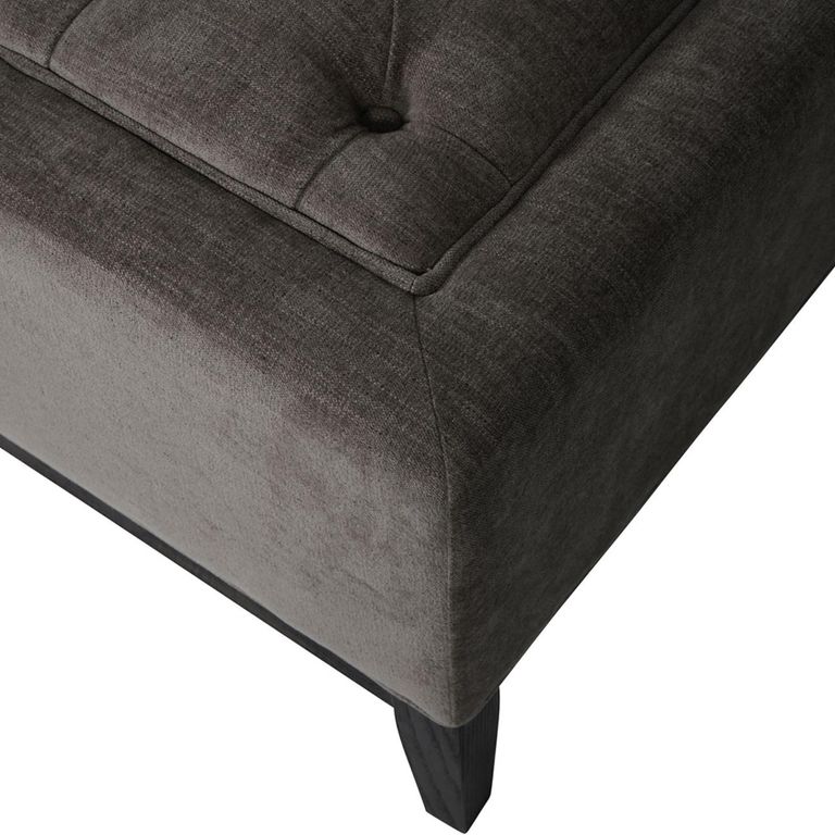 Theodore Coffee Table - Warm Grey Fabric - Buttoned Ottoman