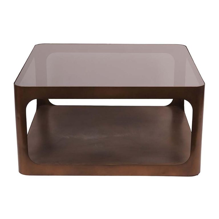 Thorpe Coffee Table - Bronze Glass and Metal - Square