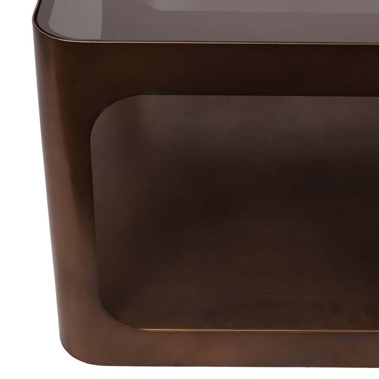 Thorpe Coffee Table - Bronze Glass and Metal - Square