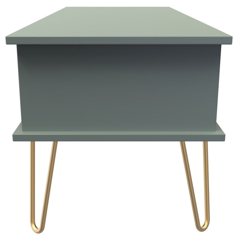 Linear Green 1 Drawer Coffee Table with Gold Hairpin Legs