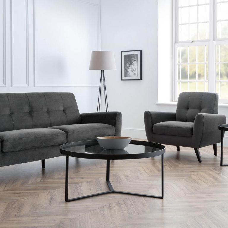 Loft Coffee Table - 90cm - Round - Smoked Glass Top