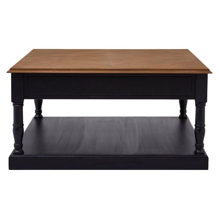Loire Coffee Table - 1 Drawer - Square - Black and Oak