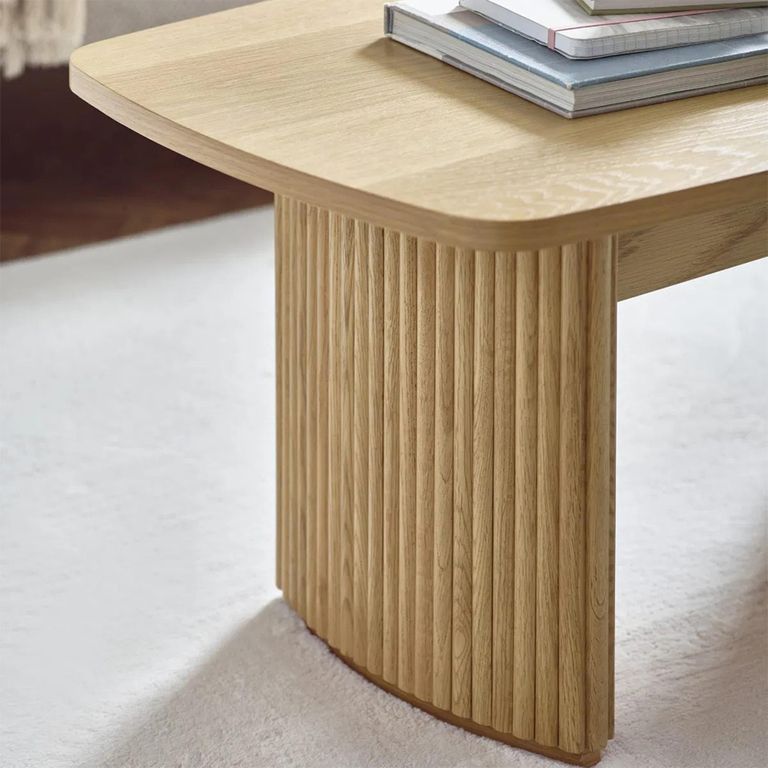 Louis Coffee Table - Light Oak Effect - Fluted Base