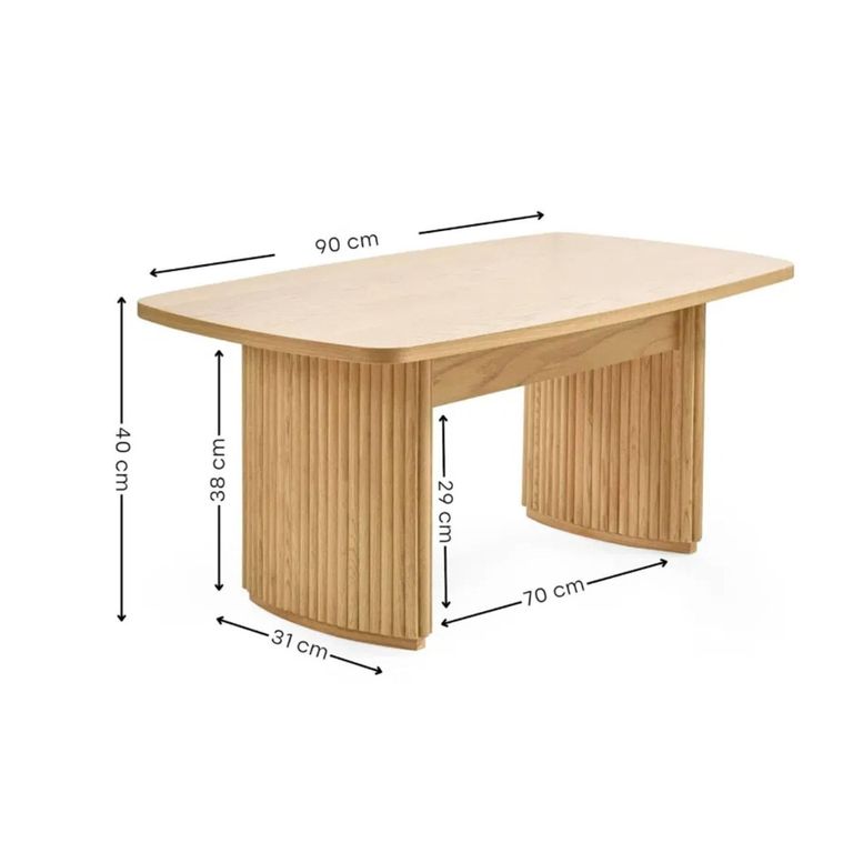 Louis Coffee Table - Light Oak Effect - Fluted Base