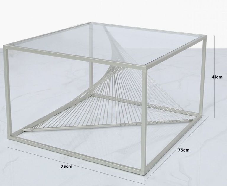 Luna Coffee Table - Square - Glass and Silver