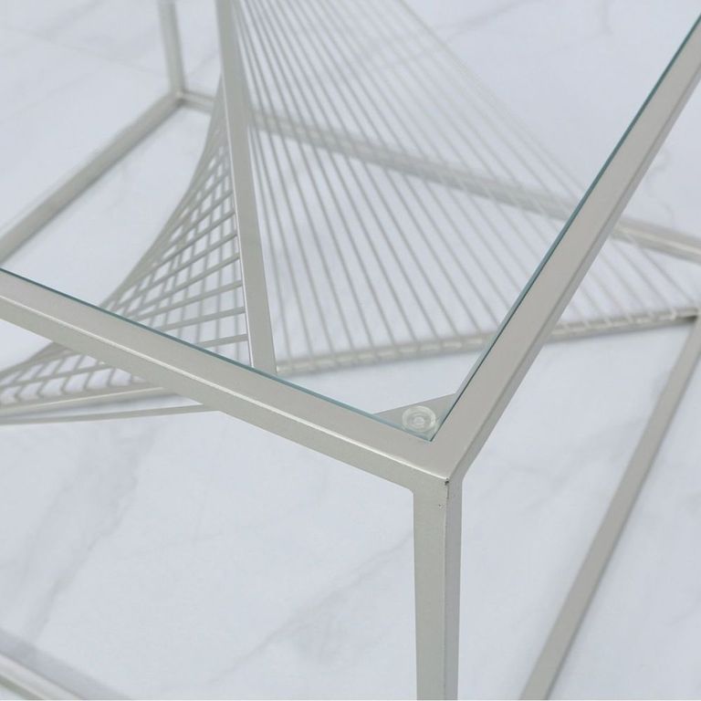 Luna Coffee Table - Square - Glass and Silver
