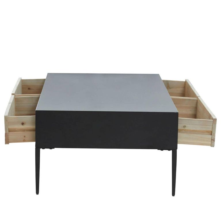 Luxor Coffee Table - Black and Grey Pine Wood - 2 Drawer