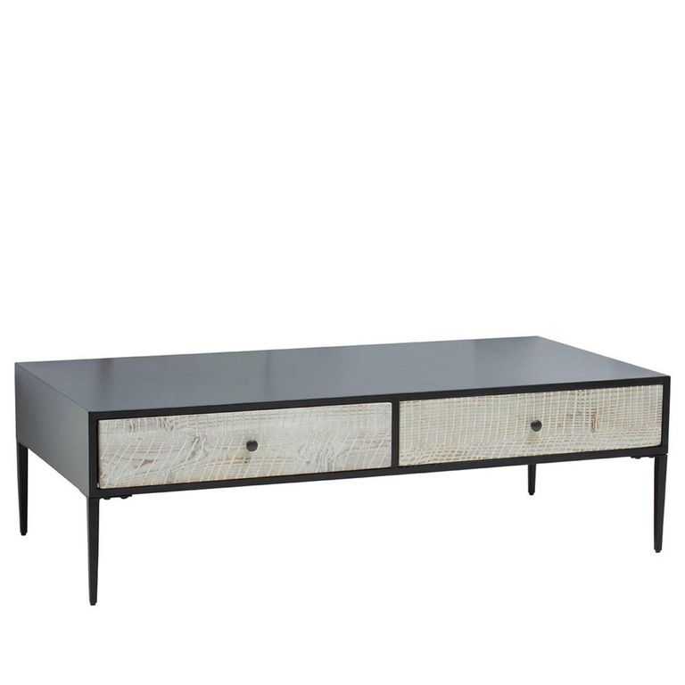 Luxor Coffee Table - Black and Grey Pine Wood - 2 Drawer
